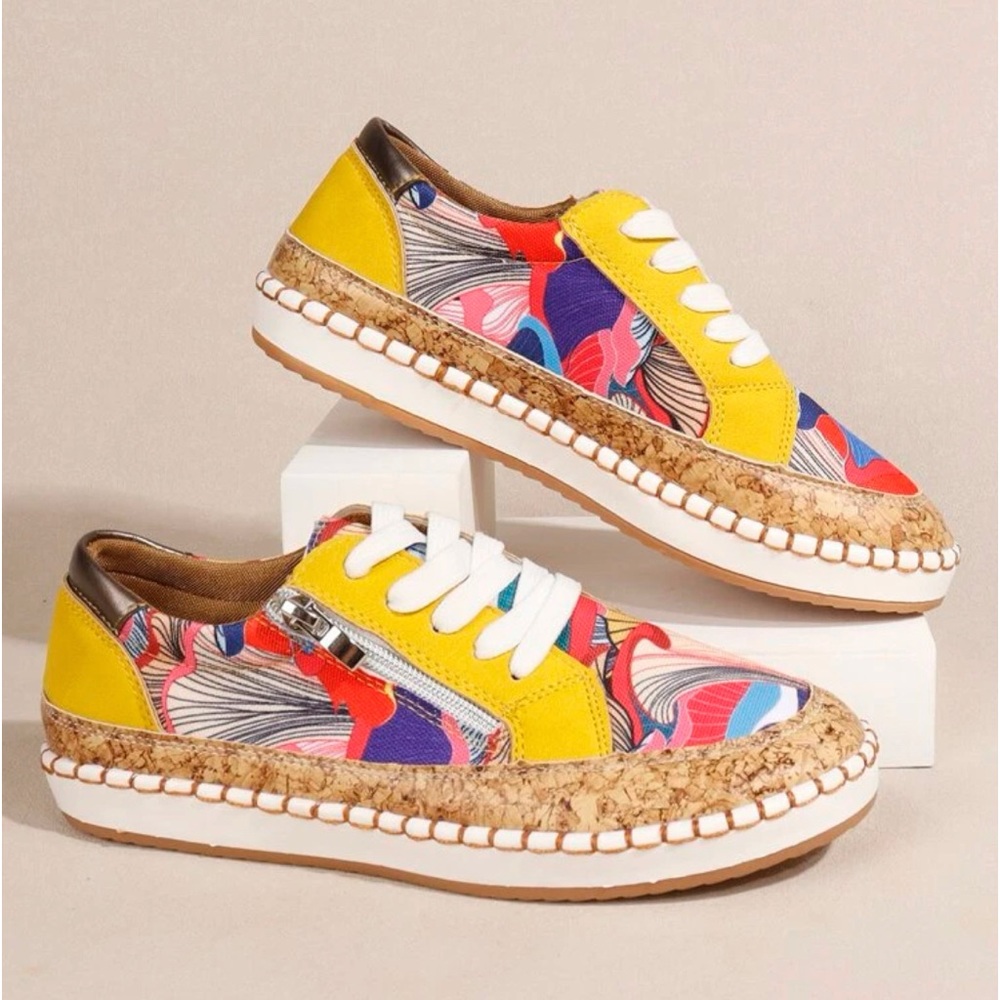 Soft & Comfortable Colorful Sports Shoes With Lace-Up & Side Zipper, NWT - Picture 7 of 7